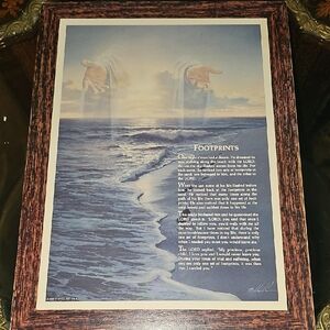 Footprints Poem Framed Art Wall Hanging